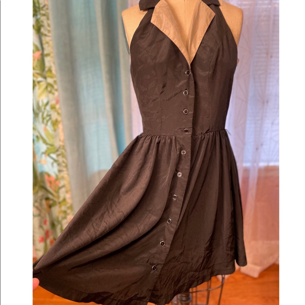 Rachel Chloe M black halter collar gothic summer light dress witch babe
